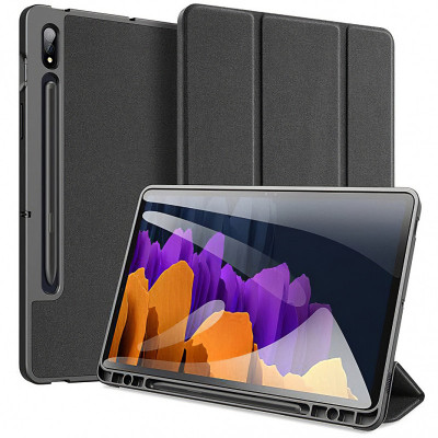 Husa Tableta Piele - Poliuretan DUX DUCIS Domo pentru Samsung Galaxy Tab S7 Plus T970, Neagra foto