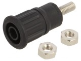 Soclu Banană 4mm 32A 1kV Negru Nichelat Panou