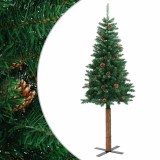 Pom Craciun artificial subtire lemn si conuri verde 180 cm PVC