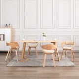 Scaune de bucătărie, 4 buc, crem, lemn curbat &amp; piele ecologică