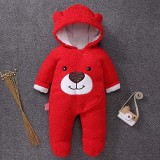 Combinezon rosu plusat - Teddy (Marime Disponibila: 9-12 luni (Marimea 20