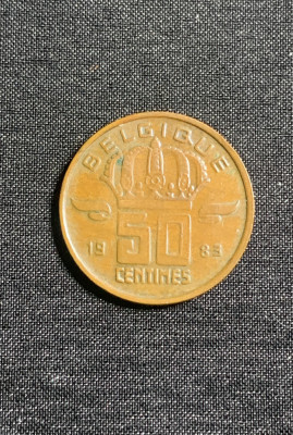 Moneda 50 centimes 1983 Belgia foto