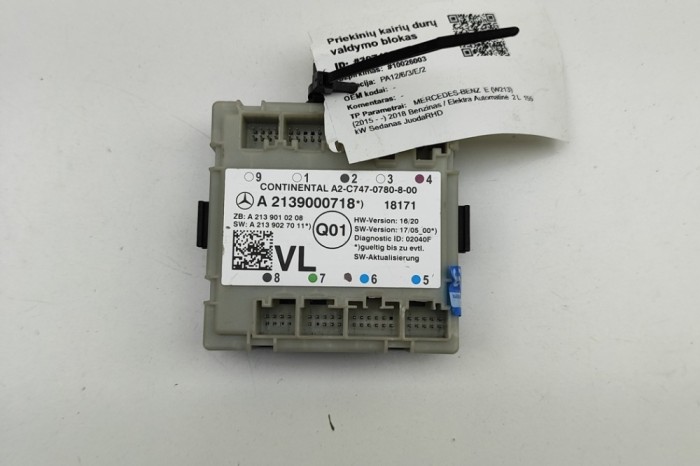 Modul de control ușă st&acirc;nga față MERCEDES-BENZ E W213 2018 OEM: A2139000718,A2139010208,A2139027011,A2C7470780800 | 30740201