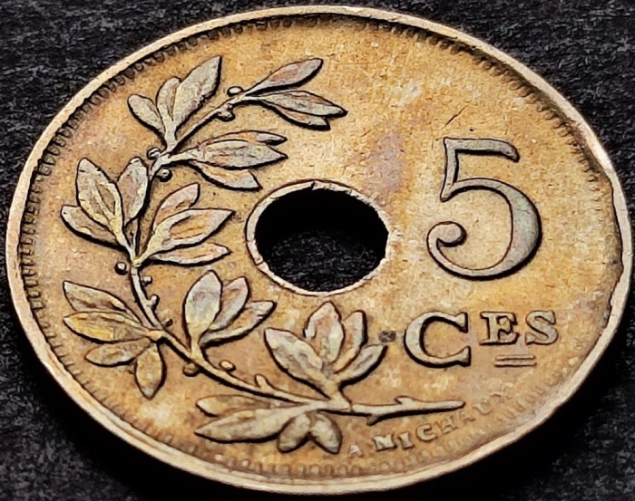 Moneda istorica 5 CENTIMES - BELGIA, anul 1925 *cod 3563 = BELGIQUE