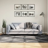 Covor pufos vidaXL PAMPLONA, 160x230 cm, negru/crem, fire inalte 30mm, polipropilena, ideal incalzire pardoseala