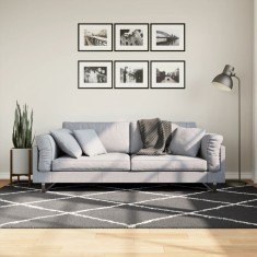vidaXL Covor pufos &quot;PAMPLONA&quot; fire &icirc;nalte negru/crem modern 160x230 cm