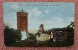 Targoviste - Ruinele Palatului Domnesc si Turnul Kindia. Portiune exfoliata pe avers - Carte postala circulata, 1924