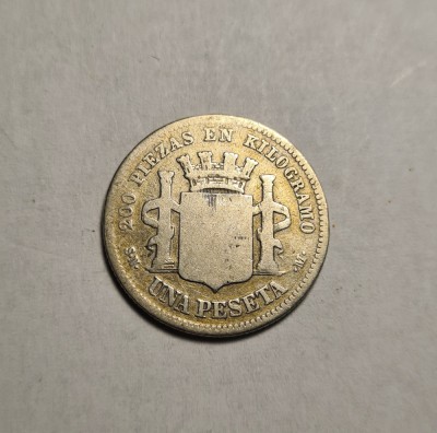 Spania 1 Una Peseta 1869 Guvern Provizoriu foto