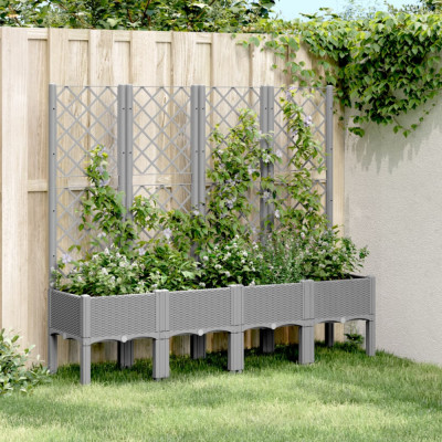 vidaXL Jardinieră de grădină cu spalier gri deschis 160x40x142 cm PP foto