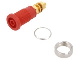 Soclu Banană 4mm 32A 1kVDC Roșu Aurit 39mm