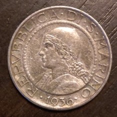 Moneda San Marino - 5 Lire 1936 - Argint