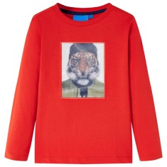 Tricou pentru copii cu m&acirc;neci lungi, roșu, 140