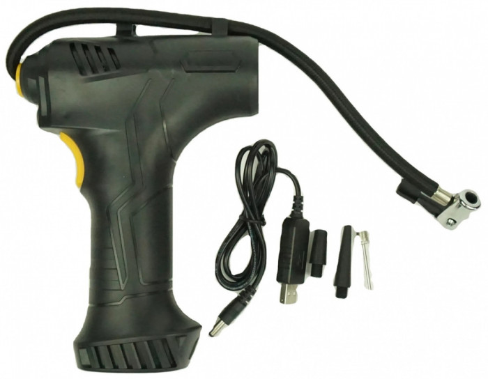 Compresor Auto Portabil, Display Digital, Fara Fir, 10 Bari, 150 Psi, Lampa De Lucru, Din PVC Negru RAZ158