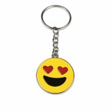 Cumpara ieftin Breloc chei emoticon indragostit, ochi inimioara, metalic, galben, 9.8 x 3.8 cm, inel 2.6 cm, accesoriu decorativ