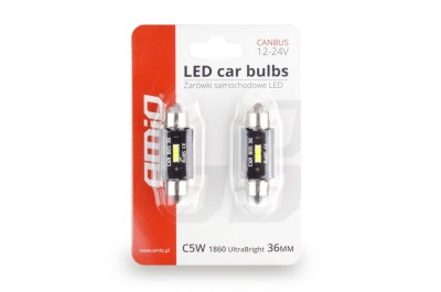 Set becuri auto cu LED CANBUS sofit compatibil C5W 1 SMD 36mm Alb 12/24V, foto