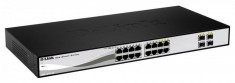 Switch D-Link DGS-1210-16, 16 porturi Gigabit, 4 porturi combo 1000BaseT/SFP, Capacity 32Gbps, 8K MAC, 19 Rackmount, WebSmart, fanless foto