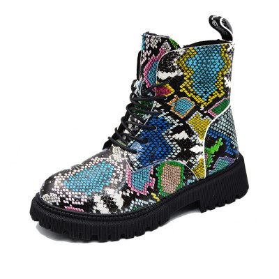 Ghete dama MBrands HI Tops, din piele ecologica, imblaniti, cu presaj sarpe - 36, Multicolor foto