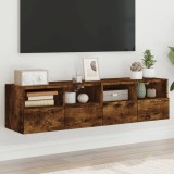 vidaXL Comodă TV de perete, 2 buc., stejar fumuriu, 60x30x30 cm, lemn