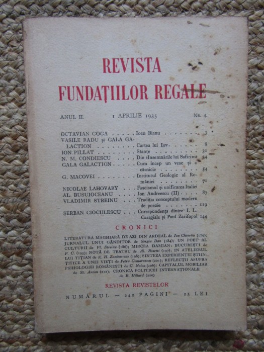 Revista Fundatiilor Regale - Anul II 1 APRILIE 1935 Nr. 4
