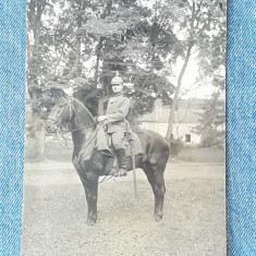 164 - Fotografie veche soldat calare cu sabie WW1 / armata germana?