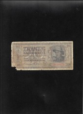 Ucraina ocupatie germana 20 karbovantsiv karbowanez 1942 seria284772 uzata