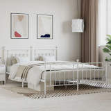 Cadru de pat metalic cu tablie de cap/picioare, alb, 180x200 cm GartenMobel Dekor, vidaXL