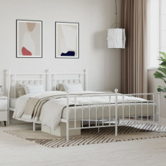 vidaXL Cadru de pat metalic cu tăblie de cap/picioare, alb, 180x200 cm