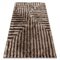 Covor FLIM 010-B7 modern shaggy, labirint - structural maro, 120x160 cm