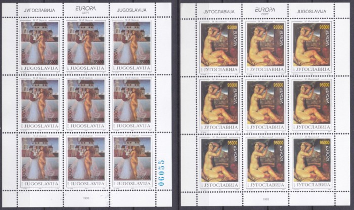 DB1 Pictura Yugoslavia Jugoslavia Europa 1993 Europa 2 x MS MNH