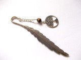 Semn de Carte Arborele Vietii cu Ochi de Tigru Argint Tibetan 12cm - Semn Carte Bijuterie