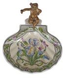 Savoniera din portelan Craquelle cu ingeras din bronz ROC105