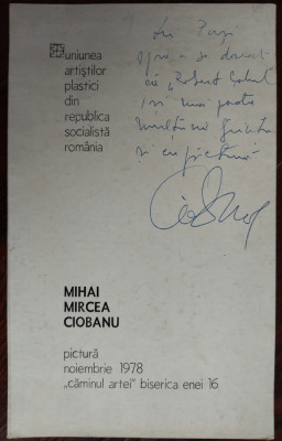 PLIANT EXPO 1978: MIHAI MIRCEA CIOBANU(DEDICATIE-AUTOGRAF MMC PT PUSI DINULESCU) foto