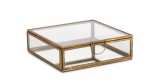 Cutie bijuterii sticla metal auriu Tehri 15x15,5x4,5h