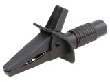 Bornă crocodil 10A neagră 25mm cu soclu 4mm