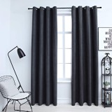 Cumpara ieftin Draperii opace cu inele metalice, 2 buc., antracit, 140x175 cm