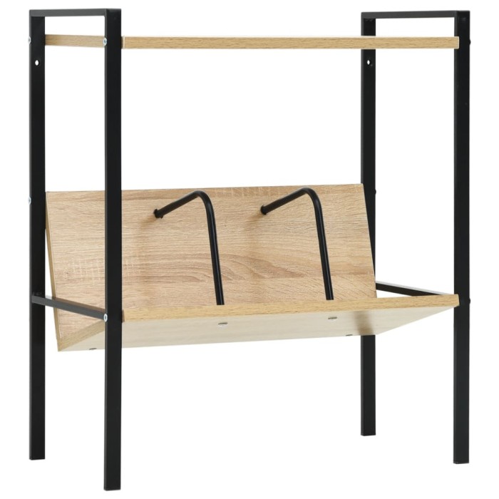 vidaXL Etajeră cărți 2 rafturi negru/stejar 52x28x59 cm lemn prelucrat