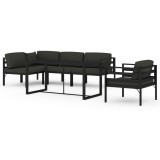 Set mobilier de gradina cu perne, 6 piese, antracit, aluminiu