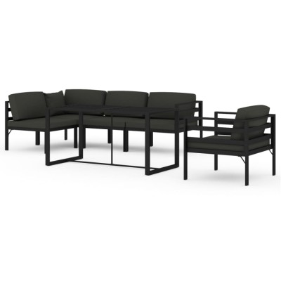 Set mobilier de gradina cu perne, 6 piese, antracit, aluminiu foto