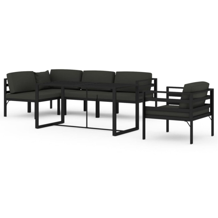 Set mobilier de gradina cu perne, 6 piese, antracit, aluminiu