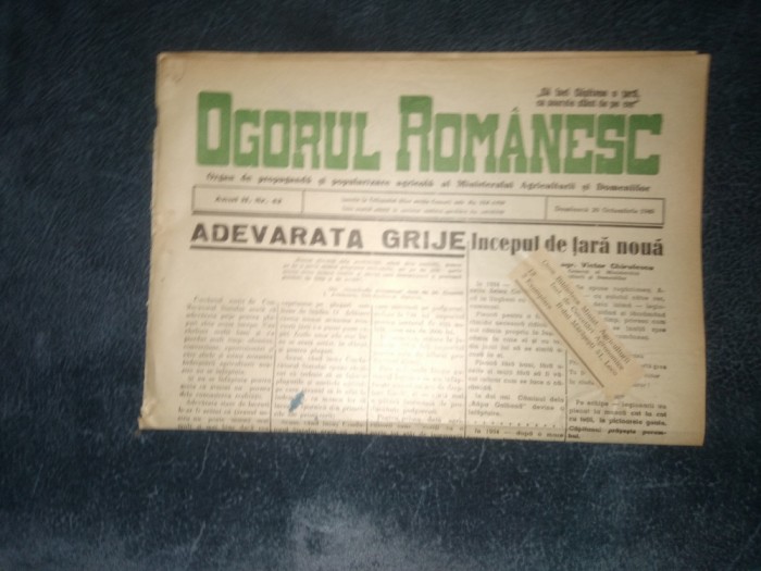 REVISTA OGORUL ROMANESC 20 OCTOMBRIE 1940