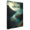 Tablou canvas peisaj munte cu fluviu, verde, negru, albastru 1081 Tablou canvas pe panza CU RAMA 20x30 cm