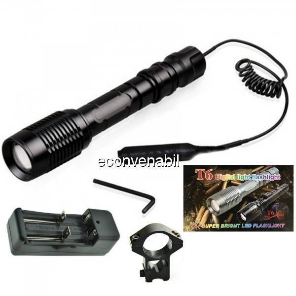 Lanterna Tactica LED CU Buton pe Fir Zoom Prindere pe Arma 220V 1 FAZA Lanterna Tactica LED CU Buton pe Fir Zoom Prindere pe Arma 220V 1 FAZA