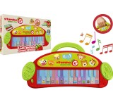 Jucarie interactiva si muzicala pentru bebelusi, Pian cu clape multicolore, Globo Vitamina G, sunete animale, buton ON OFF, 24 taste