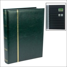 Clasor timbre A4 cu 32 file 64 pagini negre - Verde foto