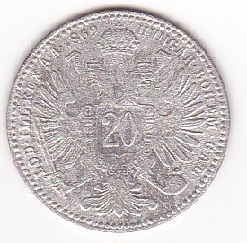 AUSTRIA 20 KREUZER 1869 foto