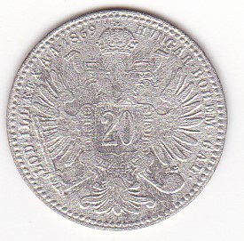 AUSTRIA 20 KREUZER 1869
