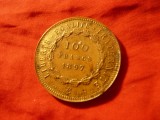 Jeton - Copie dupa moneda aur 100 franci 1897 Franta ,bronz ,d=3,8cm