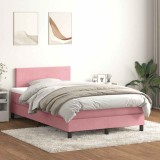 vidaXL Pat box spring cu saltea, roz, 120x210 cm, catifea 3316016