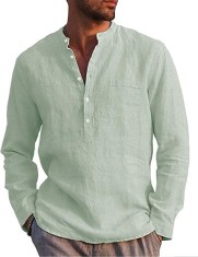 Camasa casual de vara LVCBL, cu maneci lungi pentru barbati, verde, XXL -OUTLET