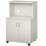 HOMCOM Cărucior cărucior cuptor cu microunde dulap 2 uși - dim. 60,4L x 40,3l x 97H cm - alb | Aosom Romania